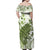 Green And White Hawaii Chameleon Family Matching Off Shoulder Maxi Dress and Hawaiian Shirt Plumeria Polynesian Tribal Art