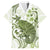 Green And White Hawaii Chameleon Family Matching Short Sleeve Bodycon Dress and Hawaiian Shirt Plumeria Polynesian Tribal Art