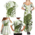 Green And White Hawaii Chameleon Family Matching Summer Maxi Dress and Hawaiian Shirt Plumeria Polynesian Tribal Art