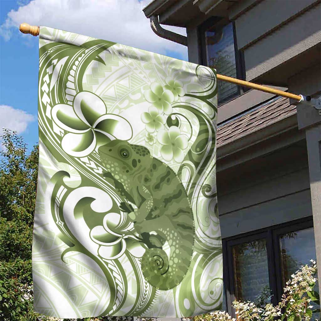 Green And White Hawaii Chameleon Garden Flag Plumeria Polynesian Tribal Art LT14 - Polynesian Pride