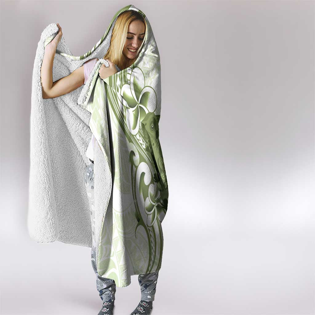 Green And White Hawaii Chameleon Hooded Blanket Plumeria Polynesian Tribal Art LT14 - Polynesian Pride