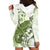 Green And White Hawaii Chameleon Hoodie Dress Plumeria Polynesian Tribal Art