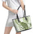 Green And White Hawaii Chameleon Leather Tote Bag Plumeria Polynesian Tribal Art