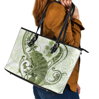 Green And White Hawaii Chameleon Leather Tote Bag Plumeria Polynesian Tribal Art LT14 - Polynesian Pride
