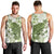 Green And White Hawaii Chameleon Men Tank Top Plumeria Polynesian Tribal Art