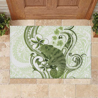 Green And White Hawaii Chameleon Rubber Doormat Plumeria Polynesian Tribal Art LT14 Lime Green - Polynesian Pride