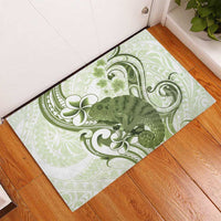 Green And White Hawaii Chameleon Rubber Doormat Plumeria Polynesian Tribal Art LT14 - Polynesian Pride