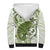 Green And White Hawaii Chameleon Sherpa Hoodie Plumeria Polynesian Tribal Art