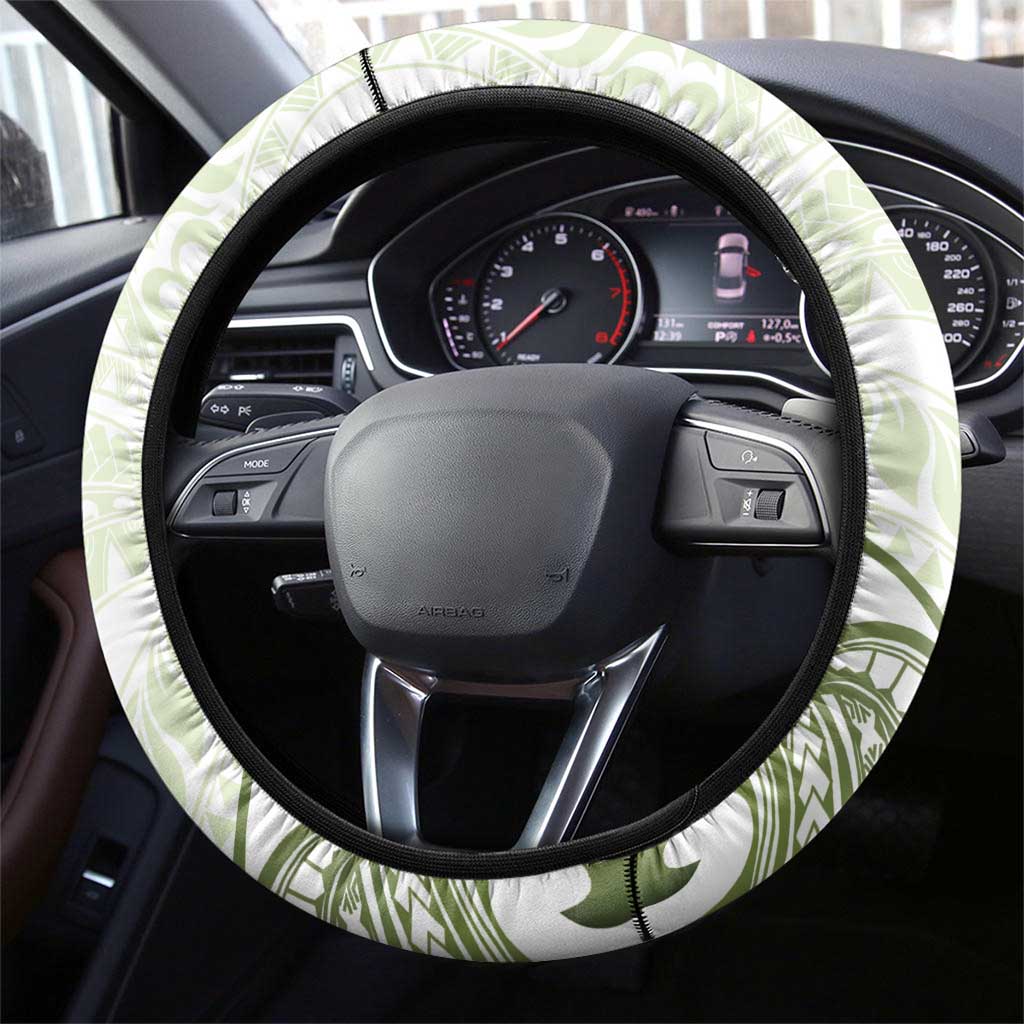 Green And White Hawaii Chameleon Steering Wheel Cover Plumeria Polynesian Tribal Art LT14 - Polynesian Pride