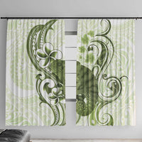 Green And White Hawaii Chameleon Window Curtain Plumeria Polynesian Tribal Art LT14 With Hooks Lime Green - Polynesian Pride