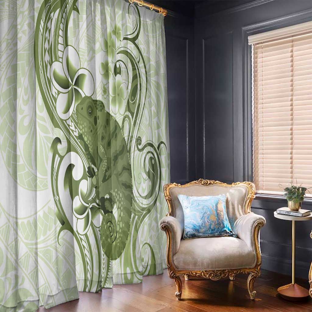 Green And White Hawaii Chameleon Window Curtain Plumeria Polynesian Tribal Art LT14 - Polynesian Pride