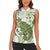 Green And White Hawaii Chameleon Women Sleeveless Polo Shirt Plumeria Polynesian Tribal Art