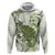 Green And White Hawaii Chameleon Zip Hoodie Plumeria Polynesian Tribal Art