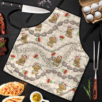 Beige Palaka Hawaii Mele Kalikimaka Apron Ohia Lehua Shell Leis Funny Gingerbread Santa - Polynesian Pride