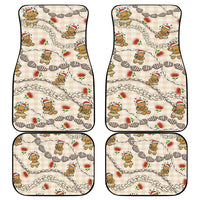 Beige Palaka Hawaii Mele Kalikimaka Car Mats Ohia Lehua Shell Leis Funny Gingerbread Santa - Polynesian Pride