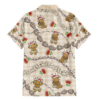 Beige Palaka Hawaii Mele Kalikimaka Family Matching Mermaid Dress and Hawaiian Shirt Ohia Lehua Shell Leis Funny Gingerbread Santa - Polynesian Pride