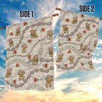 Beige Palaka Hawaii Mele Kalikimaka Garden Flag Ohia Lehua Shell Leis Funny Gingerbread Santa - Polynesian Pride