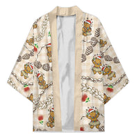 Beige Palaka Hawaii Mele Kalikimaka Kimono Ohia Lehua Shell Leis Funny Gingerbread Santa - Polynesian Pride