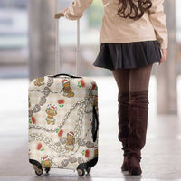 Beige Palaka Hawaii Mele Kalikimaka Luggage Cover Ohia Lehua Shell Leis Funny Gingerbread Santa - Polynesian Pride