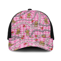Pink Palaka Hawaii Mele Kalikimaka Baseball Net Cap Ohia Lehua Shell Leis Funny Gingerbread Santa LT14 One Size Black Pink - Polynesian Pride