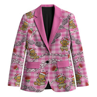 Pink Palaka Hawaii Mele Kalikimaka Blazer Ohia Lehua Shell Leis Funny Gingerbread Santa - undefined