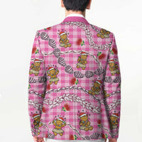 Pink Palaka Hawaii Mele Kalikimaka Blazer Ohia Lehua Shell Leis Funny Gingerbread Santa - undefined