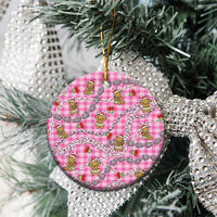 Pink Palaka Hawaii Mele Kalikimaka Ceramic Ornament Ohia Lehua Shell Leis Funny Gingerbread Santa LT14 - Polynesian Pride