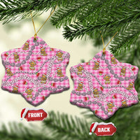 Pink Palaka Hawaii Mele Kalikimaka Ceramic Ornament Ohia Lehua Shell Leis Funny Gingerbread Santa LT14 Snow Flake Pink - Polynesian Pride