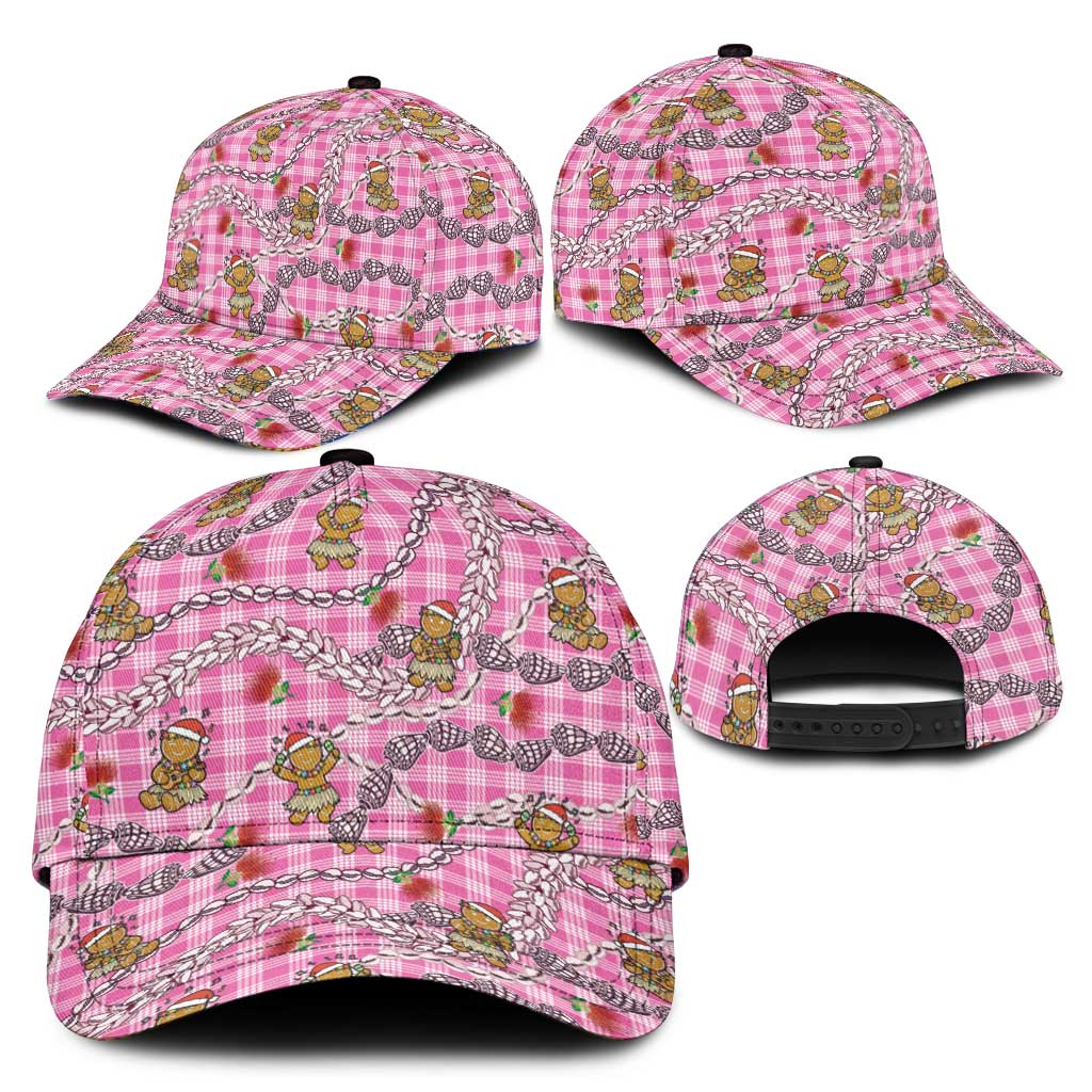 Pink Palaka Hawaii Mele Kalikimaka Classic Cap Ohia Lehua Shell Leis Funny Gingerbread Santa LT14 - Polynesian Pride