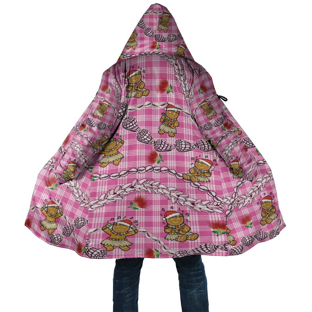 Pink Palaka Hawaii Mele Kalikimaka Cloak Ohia Lehua Shell Leis Funny Gingerbread Santa - Polynesian Pride