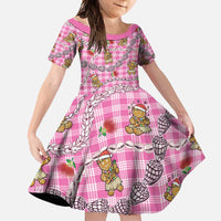 Pink Palaka Hawaii Mele Kalikimaka Family Matching Off Shoulder Maxi Dress and Hawaiian Shirt Ohia Lehua Shell Leis Funny Gingerbread Santa - Polynesian Pride