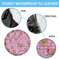 Pink Palaka Hawaii Mele Kalikimaka Spare Tire Cover Ohia Lehua Shell Leis Funny Gingerbread Santa - Polynesian Pride