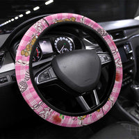 Pink Palaka Hawaii Mele Kalikimaka Steering Wheel Cover Ohia Lehua Shell Leis Funny Gingerbread Santa - Polynesian Pride