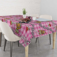 Pink Palaka Hawaii Mele Kalikimaka Tablecloth Ohia Lehua Shell Leis Funny Gingerbread Santa - Polynesian Pride