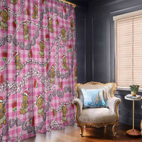 Pink Palaka Hawaii Mele Kalikimaka Window Curtain Ohia Lehua Shell Leis Funny Gingerbread Santa - Polynesian Pride