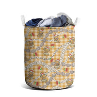 Gold Palaka Hawaii Mele Kalikimaka Laundry Basket Ohia Lehua Shell Leis Funny Gingerbread Santa LT14 - Polynesian Pride