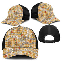 Gold Palaka Hawaii Mele Kalikimaka Baseball Net Cap Ohia Lehua Shell Leis Funny Gingerbread Santa - Polynesian Pride
