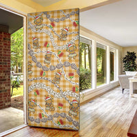 Gold Palaka Hawaii Mele Kalikimaka Door Cover Ohia Lehua Shell Leis Funny Gingerbread Santa - Polynesian Pride