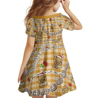 Gold Palaka Hawaii Mele Kalikimaka Family Matching Off Shoulder Maxi Dress and Hawaiian Shirt Ohia Lehua Shell Leis Funny Gingerbread Santa - Polynesian Pride