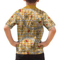 Gold Palaka Hawaii Mele Kalikimaka Family Matching Summer Maxi Dress and Hawaiian Shirt Ohia Lehua Shell Leis Funny Gingerbread Santa - Polynesian Pride