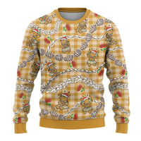Gold Palaka Hawaii Mele Kalikimaka Ugly Christmas Sweater Ohia Lehua Shell Leis Funny Gingerbread Santa - Polynesian Pride