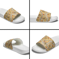 Gold Palaka Hawaii Mele Kalikimaka Slide Sandals Ohia Lehua Shell Leis Funny Gingerbread Santa LT14 - Polynesian Pride