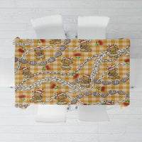 Gold Palaka Hawaii Mele Kalikimaka Tablecloth Ohia Lehua Shell Leis Funny Gingerbread Santa - Polynesian Pride