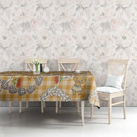 Gold Palaka Hawaii Mele Kalikimaka Tablecloth Ohia Lehua Shell Leis Funny Gingerbread Santa - Polynesian Pride