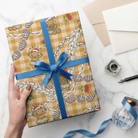 Gold Palaka Hawaii Mele Kalikimaka Wrapping Paper Ohia Lehua Shell Leis Funny Gingerbread Santa LT14 - Polynesian Pride