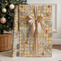 Gold Palaka Hawaii Mele Kalikimaka Wrapping Paper Ohia Lehua Shell Leis Funny Gingerbread Santa LT14 - Polynesian Pride