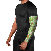 Green Palaka Hawaii Mele Kalikimaka Arm Sleeves Ohia Lehua Shell Leis Funny Gingerbread Santa LT14 - Polynesian Pride