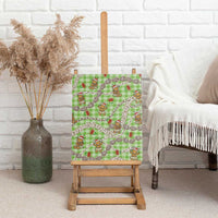 Green Palaka Hawaii Mele Kalikimaka Canvas Wall Art Ohia Lehua Shell Leis Funny Gingerbread Santa LT14 - Polynesian Pride
