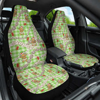 Green Palaka Hawaii Mele Kalikimaka Car Seat Cover Ohia Lehua Shell Leis Funny Gingerbread Santa - Polynesian Pride