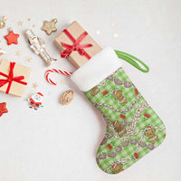 Green Palaka Hawaii Mele Kalikimaka Christmas Stocking Ohia Lehua Shell Leis Funny Gingerbread Santa - Polynesian Pride